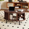 thumbnail image 4 of Costway Table Basse Ovale avec Rangement Portes Coulissantes à Tambour Compartiment Ouvert, 4 of 10