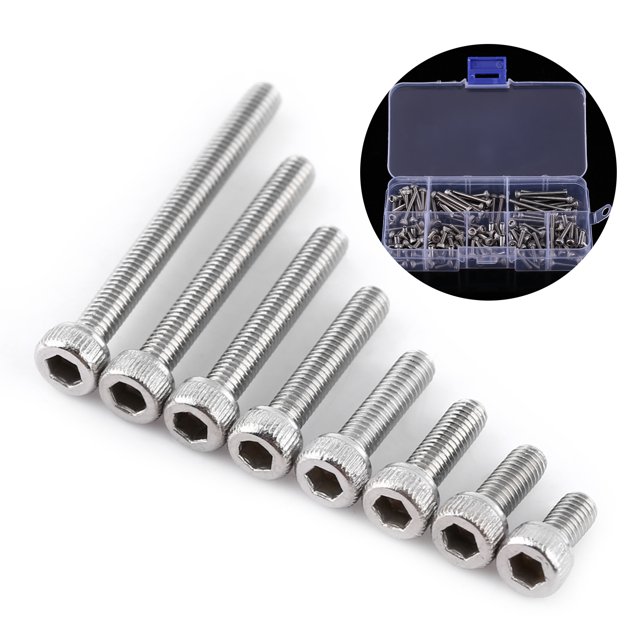 Head Screw Set, 160pcs Box 304 Stainless Steel Cup Head Socket Screw Set Metric Thread Hex Socket Head Screws , Machine Screws
