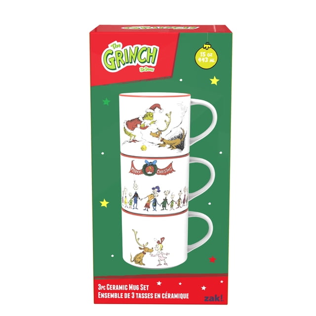 Zak Designs 3pk Grinch Coffee Mugs