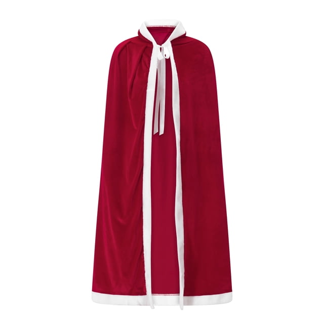 Gupgi Cape de Noël pour Femmes Mme Santa Claus Cape Poncho à Capuche en Velours Rouge Robe Cape de Princesse
