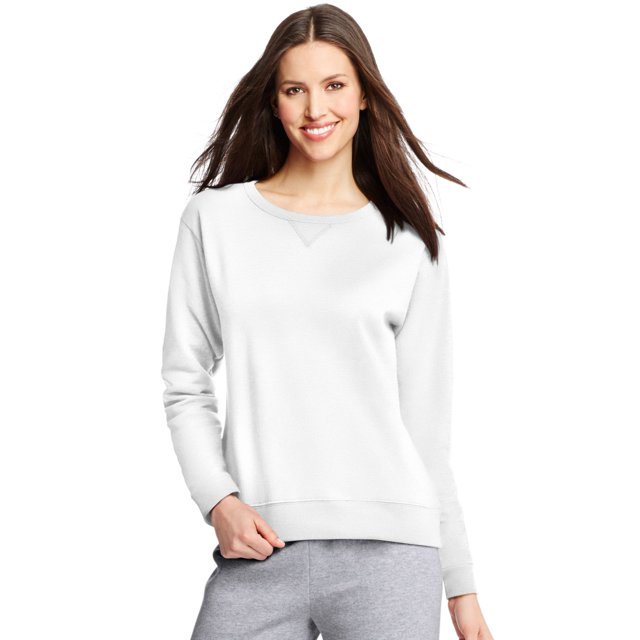 Hanes Womens ComfortSoft EcoSmart Crewneck Sweatshirt, M, White