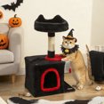 thumbnail image 2 of PawHut Arbre à Chat Gothique de 28 Pouces avec Lit Supérieur en Peluche, Rouge et Noir, 2 of 10
