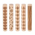 thumbnail image 1 of Uxcell 5 Pcs Rouleau d'Argile en Bois 4 Pouces Motif Flocon de Neige Rouleaux de Bois Outils de Poterie Rouleaux de Texture Grain de Bois pour Cuisson d'Argile Pâte à Modeler DIY, 1 of 7