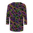 thumbnail image 5 of Penkiiy 2024 Chemise Manches 3/4 Mardi Gras Blouse Fantaisie Carnaval Masque Imprimé Tunique Thème Fête Col Rond Tee 3TG Multicolore, 5 of 5