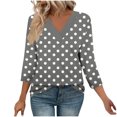 thumbnail image 1 of Fewfanhot Hauts pour Femmes à Manches 3/4, Mode d'Automne, Tunique à Col en V, Tenue de Bureau Décontractée, Chandail à Enfiler, 1 of 9