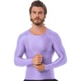 thumbnail image 1 of Jhaoyu Men's Glossy Long Sleeve Compression Shirts Athletic Workout Sports Rash Guard Undershirt Lavender XL, 1 of 6
