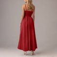 thumbnail image 4 of Amzcrzy Robes pour Femmes Couleur Unie Bretelles Spaghetti Robe d'Été Décontractée Col Rond Sans Manches Robes Soleil pour Femmes Tendance à Étages Fluide Robes Maxi avec Poches, 4 of 8