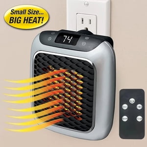 Handy Heater Turbo 800 Wall-Mounted Small Space Heater with Adjustable Thermostat, Programmable 12-Hour Timer and Auto-Off - Quiet and Space-Saving Ceramic Mini Heater