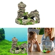 Suncoda Fishes Tank Decorations, Mountain View Decor Rockery Landscapes Rocks Hiding Cave Tree Aquarium Ornament Fish Tank Decoration