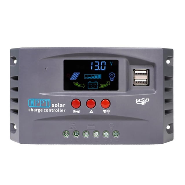 Contrôleur Solaire 12 Volts/24 Volts Identification Automatique Chargeur Solaire Écran LCD Régulateur Solaire Contrôleur de ReCharge Solaire Double USB
