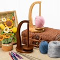 thumbnail image 2 of Holder Knitting Crochet Wooden Frame Spool Holder Stand Yarn Crocheting Wooden Thread Spool Accessories Winding Wool Spool, 2 of 6