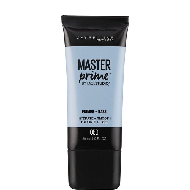 Maybelline New York Facestudio® Master Prime®, Base de Maquillage + Base, tube de 30 ml en Noir et Bleu Pâle, Base Hydratante et Lissante Conçue pour Créer une Base de Maquillage Impeccable et Améliorer la texture de la Peau.