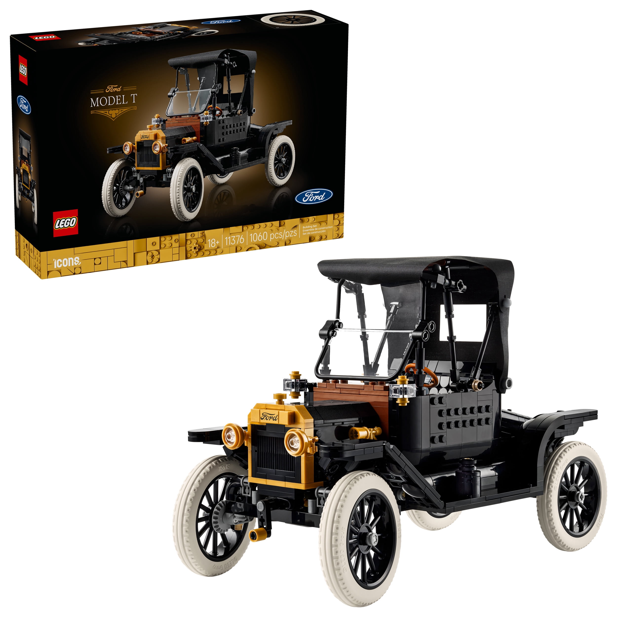 LEGO Icons Ford Model T Building Set for Adults - Collectible Kit with Detailed Features for Bedroom, Home Office, or Shelf Decor, Gift for Men, Women, & Car Fans Ages 18+ - 11376