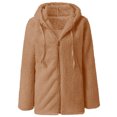 thumbnail image 2 of Innerwin Jacket Plain Ladies Outwear Autumn Long Sleeve Hoodie Coat Coffee L, 2 of 5