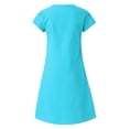 thumbnail image 5 of EQWLJWE Robes d'Été pour Femmes Mode Femmes Ample Col en V Été Uni Manches Courtes Coton Robe Ligne A Robes pour Femmes Grande Taille, 5 of 5