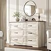 6 Drawer Farmhouse Dresser for Bedroom, Wooden Storage Chest with Wide Metal Handles and Smooth Glide Drawers for Living Room, Entryway and Closet,Brown
