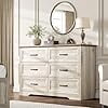 6 Dressing pour chambre à coucher, coffre de rangement en bois avec larges poignées métalliques et tiroirs lisse pour salon, entrée et placard, Brown