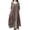 Brown, variant on Lovzfmll Women's Fashion Plus Size Round Neck Solid Long Dress Half Sleeve Buttons Dress Navy, 4XL