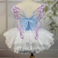 thumbnail image 4 of XDZJLR Girls Rompers Kids Summer Solid Color Suspender Dance Training Dress Children's Performance Puffy Dress Outfit Blue 2-3 Years, 4 of 5