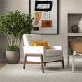 thumbnail image 3 of Fauteuil d'Appoint en Lin Crème Capitonné Style Mi-Siècle Moderne Steven, 3 of 7
