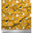 thumbnail image 1 of Soimoi Polyester Crepe Fabric Heart,Footprint & Cat Animal Printed Craft Fabric by The Yard 52 Inch Wide, 1 of 3