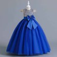 thumbnail image 2 of Penkiiy Enfants Baby Girls Enfants d'Âge Moyen Sans Manches Broderie Maille Dress Gaze Dress Princesse Dress Robes Décontractées for Girls 7-8 Ans Bleu en Liquidation, 2 of 9