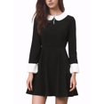thumbnail image 1 of INSPIRE CHIC Junior's Peter Pan Collar Contrast Button Decor Long Sleeve Flare Dress, 1 of 5