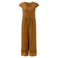 thumbnail image 4 of HBFAGFB Combinaison Femme Col Rond Manches Courtes Zippées Ample et Légère Jaune Taille TG, 4 of 5