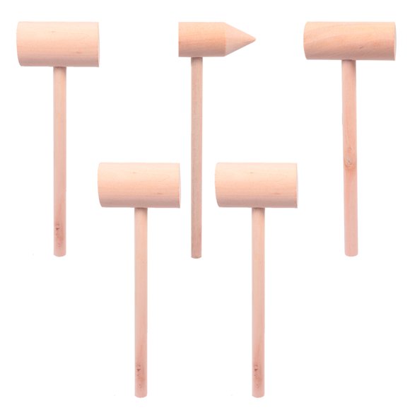 Shisuyan 5Pcs Wooden Hammer Mallet Toy Little Hammer Toy Hammer Cake Hammer Kid Toy