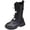 Black, variant on Yammkia Kids White Combat Boots Toddler Cowgirl Boots Little Girls Cowboy Western Boot for Kids Mid Calf Square Toe Horse Riding Shoes Size 12.5 (White,Little Kids 12.5)