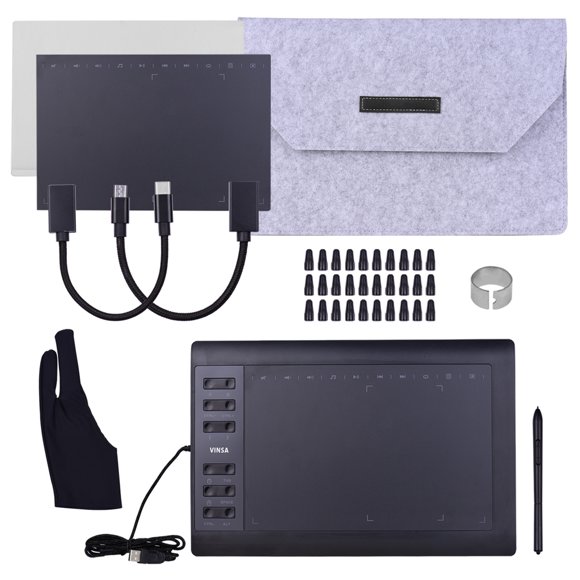 Meterk 10x6 Inch Graphics Drawing Tablet 5080LPI Battery-Free Stylus 8192 Levels Pressure Black