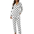 thumbnail image 1 of Ensemble de Pyjama pour Femmes Décontracté à Revers, à Boutons, à Pois, Deux Pièces, Manches Longues, Tenue de Pyjama pour Confort et Style, 1 of 8