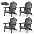 thumbnail image 2 of Gymax Lot de 4 Chaises Adirondack Pliantes pour Patio, Résistantes aux Intempéries, avec Porte-Gobelet, Cour, Gris, 2 of 9
