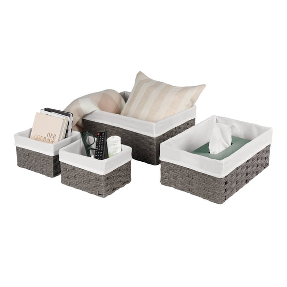 Neatfreak Handwoven Storage Baskets with Liner, 4‑Pack – Assorted Sizes
