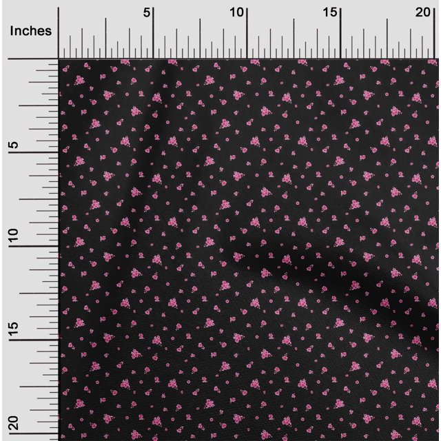 oneOone Tissu Popeline de Coton Imprimé Floral Bleu & Pêche BTY 56 Pouces de Large