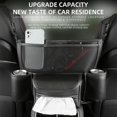 thumbnail image 4 of Multi-functional Car Console Armrest Storage Organizer - Leather Vehicle Interior Partition Pouch with Storage Compartment, Available in Black, Grey, ArmyGreen - 14.2 x 10.2 x 7.1 inches, 12.7oz, 4 of 6