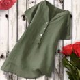 thumbnail image 2 of Plus Size Tops for Women Short Sleeve Cotton Linen Oversized Tshirts Shirts V Neck Relaxed Fit Summer Blouses Tunics, 2 of 4