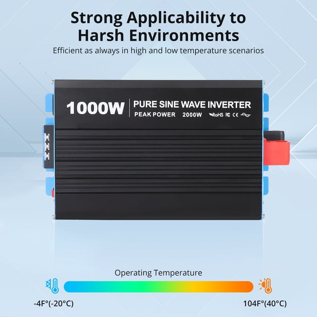 3000W Pure Sine Wave Inverter 12V Dc to 120V Ac Converter with 2 Ac Outlets, 5V/2.1A USB Port, Led Display, Remote Controller, Power Converter