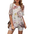 thumbnail image 1 of Ensembles Assortis pour Femmes Mode Blouse à Col Rond T-Shirts à Manches Courtes Shorts Ensembles de Tenue Décontractée Tenues pour Femmes Ensembles 2 Pcs en Liquidation, 1 of 5
