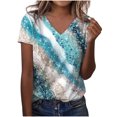 thumbnail image 1 of Birdeem Mode Femme Blouse T-Shirt à Col en V à Manches Courtes Été Imprimé Hauts Amples, 1 of 8