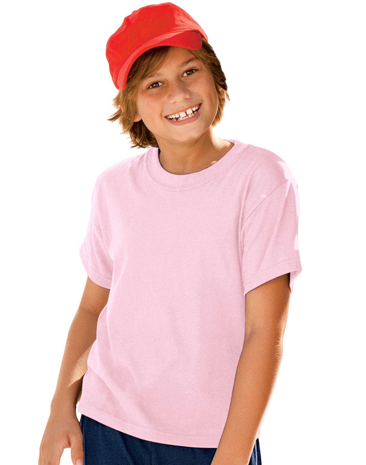 Hanes Boy`s ComfortBlend EcoSmart Crewneck, S, Pale Pink