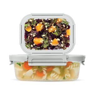Bentgo Glass Leak-Proof Glass Food Storage Set - 2-Pack (2.7-Cup and 4.4-Cup Containers) - Pebble Beach