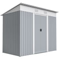 thumbnail image 1 of Outsunny 7' x 3.6' Metal Outdoor Storage Shed w/ Sliding Doors Grey, 1 of 10