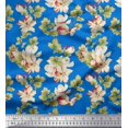 thumbnail image 1 of Soimoi Poly Georgette Fabric Leaves & Magnolia Floral Fabric Prints by Yard 52 Inch Wide, 1 of 5