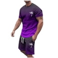 thumbnail image 1 of Liyamei Men's Summer Tracksuit Plus Size Short Sleeve O Neck Athletic Suit Casual Color Block Drawstring Waist Tracksuit Set, 1 of 4