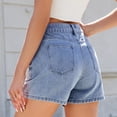 thumbnail image 4 of Haivin Short en Denim pour Femmes avec devant à Boutons, Doubles Poches et Ornements Perlés, Mode Décontractée pour le Quotidien, 4 of 7