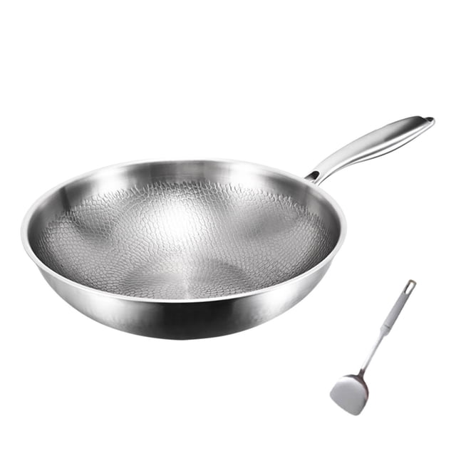 Iumwxz Titanium Wok Noncoating Frying Pan Scale Hammered Nonstick Household Cooking Gas Induction Scratch Resistant Lightweight 1 Set