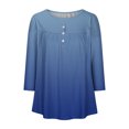 thumbnail image 4 of Pisexur Womens Plus Size Sweatshirt Gradients 3/4 Length Sleeve Tops Fall V-Neck Blouses Spring Ruffle Sleeve Tunic T-Shirts Dressy Casual, 4 of 4