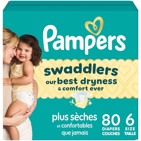 Pampers Swaddlers Diapers, Size S6 (23-44 lbs), Absorbent, Keeps Baby Dry and Comfortable, Skin Safe Disposable Baby Diaper