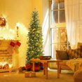 thumbnail image 1 of Gymax 6FT Hinged Pre-lit Christmas Slim Pencil Tree w/ 10 Lighting Modes & 648 Tips, 1 of 10